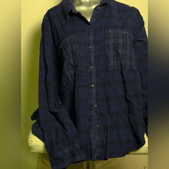 Lucky Brand Navy Plaid Button Down Shirt - Picture 1 of 6
